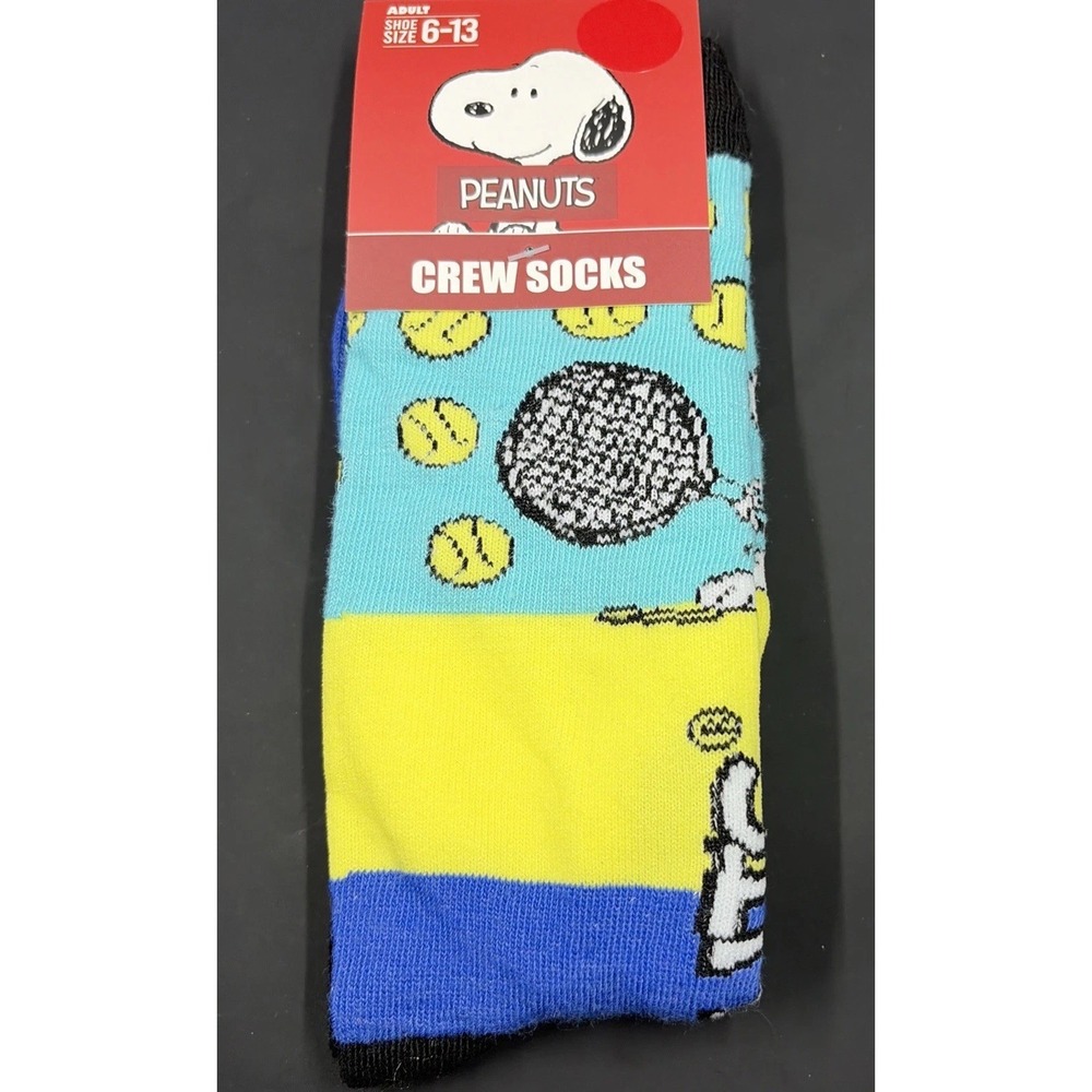 Peanuts‎ Snoopy Playing Tennis Crew Socks Unisex US Size 6-13